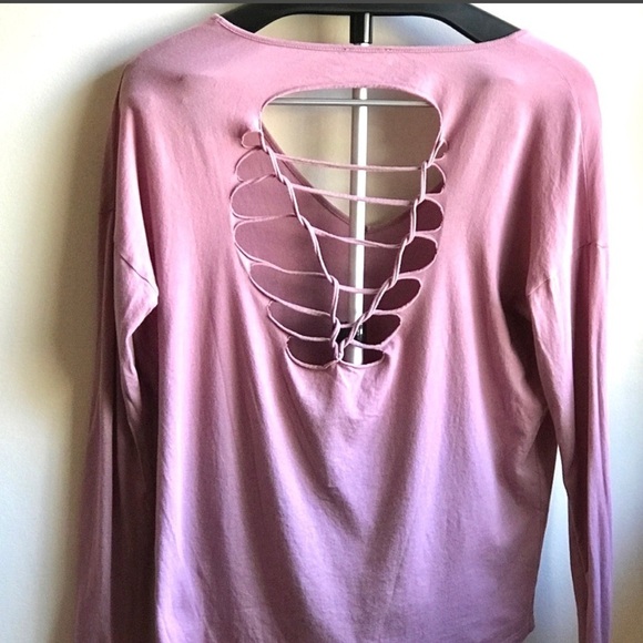 EXPRESS pink braid back long sleeves top Whimsygoth women’s size S - Picture 1 of 3